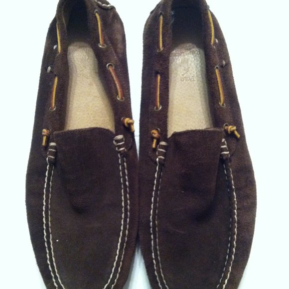 POLO RALPH LAUREN MENS PRE-OWNED BROWN LEATHER SUEDE SLIP-ON LOAFERS SIZE: 13D main image 11